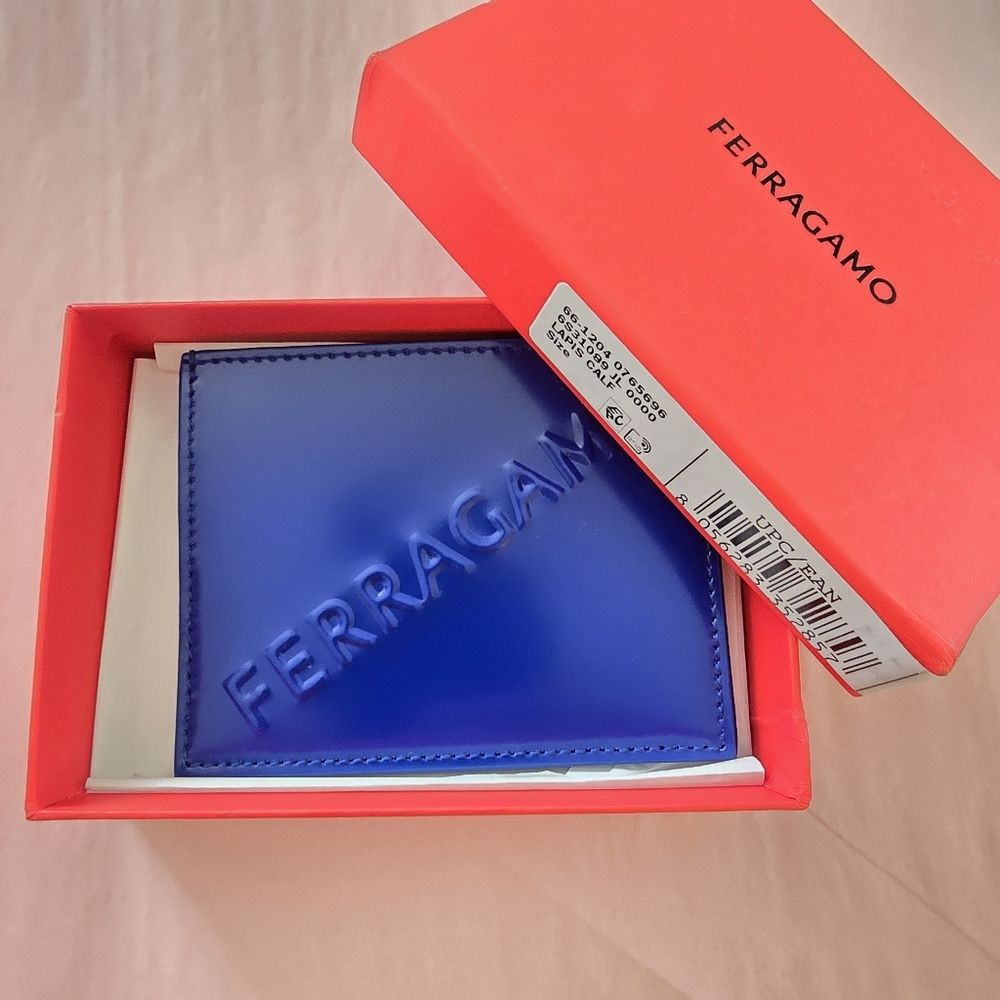 Ferragamo Leather Card Case Lapis Blue - Picture 6 of 7